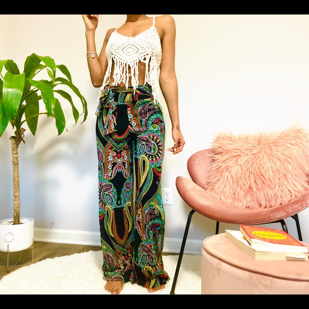 Mid-rise Boho Gypsy flow pants
